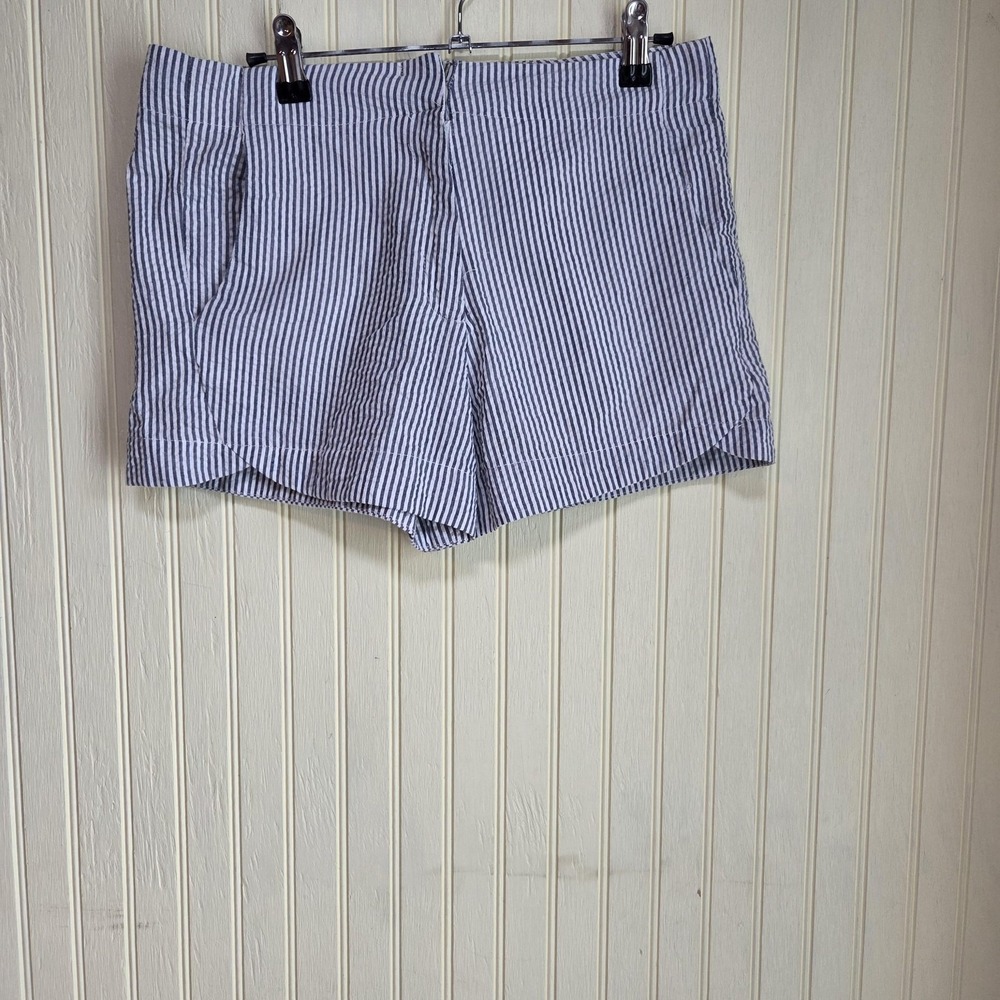 Peach Love California Shorts Womens Small Blue Seersucker Chino Summer Casual